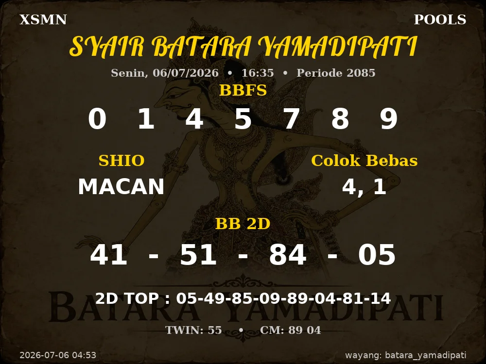 Kode Syair Xsmn 5d Resmi